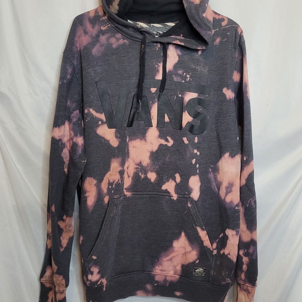 Vans Off The Wall Bleached Upcycle Hoodie Size Medium Faded Black